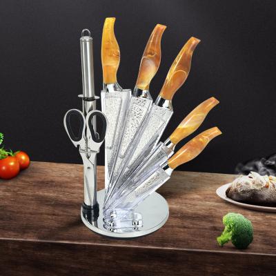 China Viable 20 Amazon Hot Sale Stainless Steel Chef Knife Set Handle Slicer Knife Kitchen Scissors Fruit Instrument Plastic Marble Bread Knives for sale