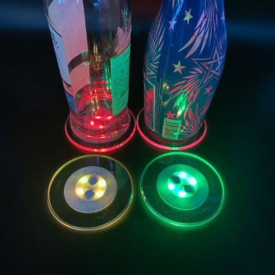 China Novelty Stored Wireless Charging Led Acrylic Cup Coaster For Bar Party for sale