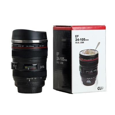 China New Product 400ml DSLR Stainless Steel Travel Thermos Coffee Mug Camera Lens Disposable Coffee Mug for sale