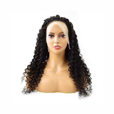 China Hot Sale Barely Shedding Thick Smooth Soft Bulk Deep Curly Lace Front Hair Wig Double Drawn Manufactured Sellers 100% for sale