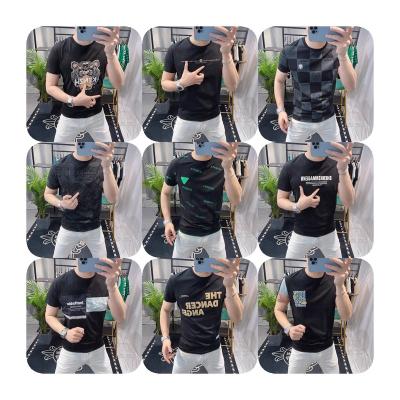 China Wholesale-Trend Men's Loose Big Size Cotton T-shirt Summer Short Sleeve Shirt Black New for sale