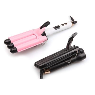 China Adjustable Heat Settings Handle Curling Iron Hair Curler Curler Ceramic Rotating Curlers Hair Styling Tools 3 Barrel Hair Curling Iron for sale