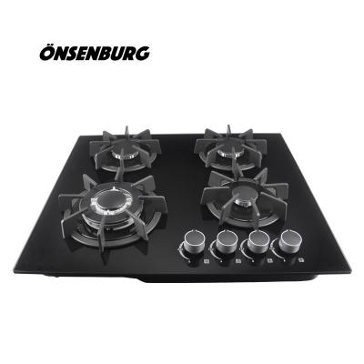 China Hotel Hinew New Tempered Glass Panel LPG 4 Burner Gas Stove for sale