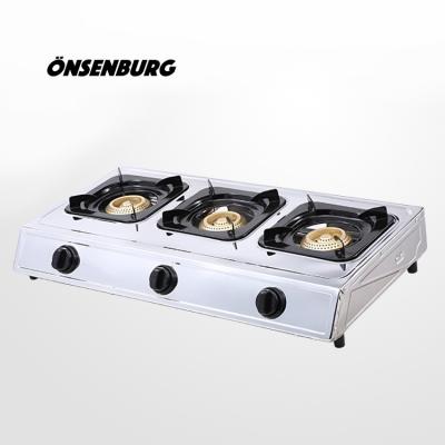 China Hotel Hinew Stainless Steel 3 Burner Table Top Gas Stove for sale