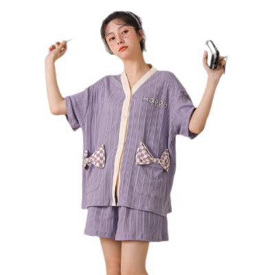 China Designer Anti-wrinkle Pajamas Two Piece Cotton Pajamas Korean Women's Pajamas Nightgown Nightgown Nightgown for sale