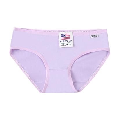 China Women's Sexy Cute Panties Solid Color Girls Student Panties Breathable Mid Waist Briefs for sale