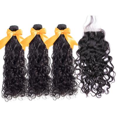 China Silky Straight 10a Grade Raw Water Wave Indian Hair, Water Wave Bundles With Closure, Indian Hair Vendors for sale