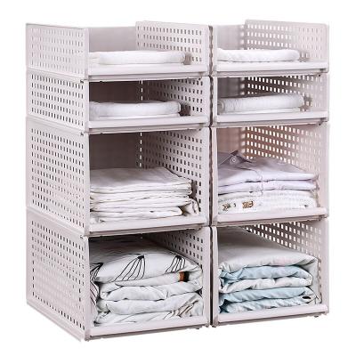 China Plastic Multi-Functional Bedroom Layered Storage Drawer Separator Plastic Wardrobe Easy Assembly Foldable Rack for sale