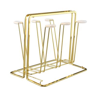 China Minimalist Multi-Color Glass Home Drain Iron Storage Rack Portable Living Room Kitchen Tea Cup Wine Glass Rack for sale