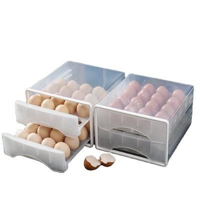 China Drawer Cool Tray Fresh Preservation Box Household Egg Storage Box Household Egg Storage Box Double Layer Plastic Transparent Egg Box for sale