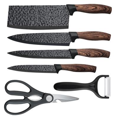 China Sustainable Six-piece Sharp Kitchen Knives Wave Pattern Stainless Steel Knife Set Kitchen Knife Set for sale