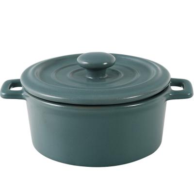 China Viable Japanese-style double ear with ceramic cookware household pot lid stew pot small capacity casserole dish for sale