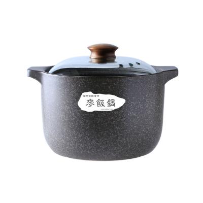 China Sustainable High Temperature Resistant Wheat Rice Grain Pot Ceramic Casserole Kitchen Cookware Household Uncoated Casserole for sale