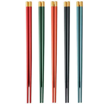 China Viable household alloy chopsticks high temperature resistant, green, not easy to mold, non-slip set of chopsticks for sale