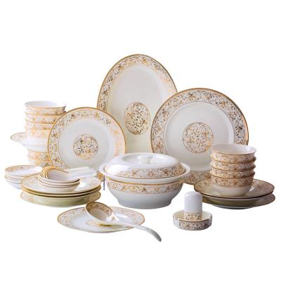 China Phnom Penh direct sales of tableware set factory modern high quality modern luxury lightweight viable tableware ceramic gift for sale