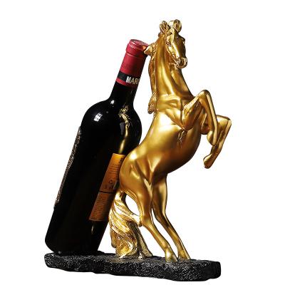 China Porch minimalist creative golden living room decoration counter restaurant wine rack horse wine rack animal crafts for sale