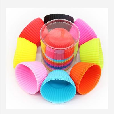 China Viable Custom Silicone Cupcake Reusable Baking Pastry Cups Non-Stick Easy Clean Roll Molds Round Shape Frozen Bun Cake Baking Cups for sale