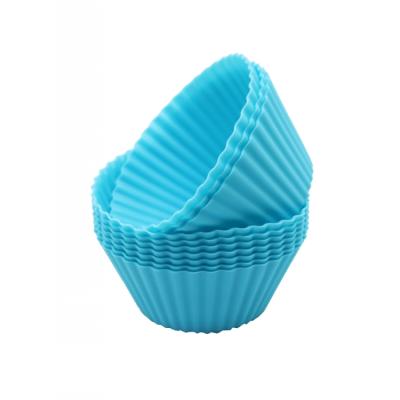 China Round Shape Silicone Cups Silicone Cupcake Baking Mold Non-Stick Reusable Wholesale Viable Paper Cake Mold For Cupcake for sale