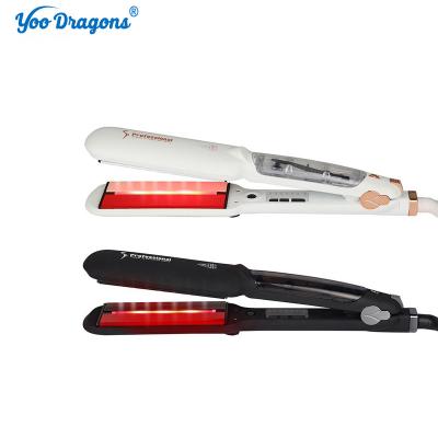 China Steam Infrared Steam Hair Straightener for all Hair Type 2 in1 Professional Hair Salon Flat Iron 2 Inches Wide Ceramic Heat Plate for sale