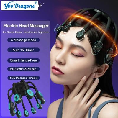 China Comfortable Trending Product 2023 New Arrivals Bluetooth Octopus Vibration Head Massage Electric Head Massager for Stress Fatigue Relaxation for sale