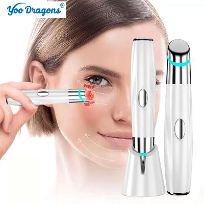 China Skin Rejuvenation USB Charging 3 Color Light Heated Vibration Eye Care Lifting Beauty Device Electric RF Eye Winkle Massager for sale