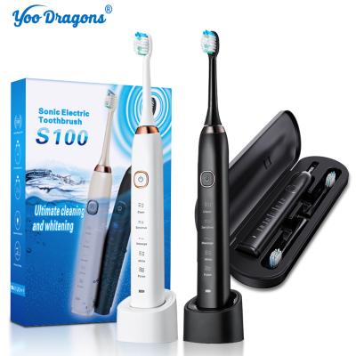 China Food-grade APET ABS+PP Wholesale Home Travel 5 Modes Smart Sonic Tooth Brush Rechargeable Ultrasonic Travel Oem Electric Toothbrush for Teeth Whitening for sale