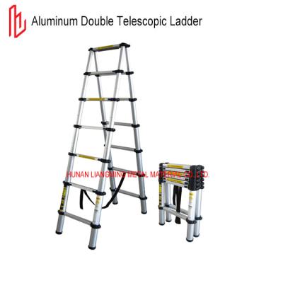 China Aluminium 6063 Dubbele telescopische ladder 150 kg Maximale lading 1,5 m - 7,0 m Lengte Te koop