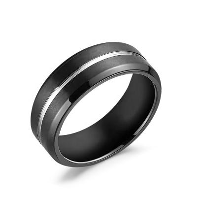 China Trendy 8mm IP Black Plated Tungsten Carbide Fluted Steel Trendy Ring Men's Tungsten Ring for sale