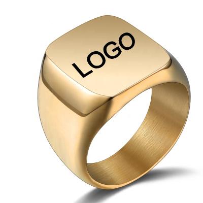 China Wholesale White Mens Stainless Steel Hiphop Fashion 18K Gold Plated Rings Custom Man Ring for sale