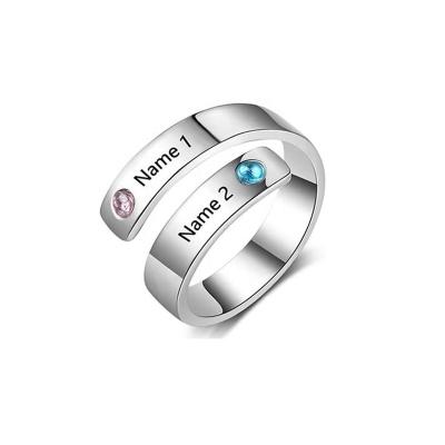 China CLASSIC Personalized Engraved Custom Amazon Stainless Steel Birthstone Name Ring for sale