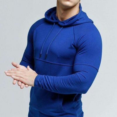 China Fashion Solid Blue Catering Long Sleeve Anti-Wrinkle Factory Price GymHoodies Top High Quality Fitness Sweatshirt With Hoodi for sale