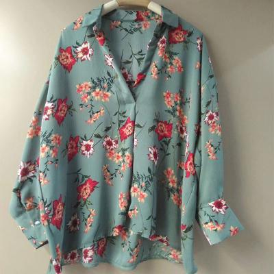 China Factory Hot Sale Anti-UV Women Loose Long Sleeve Chiffon V Neck Oversized Blouse In Running Casual Women Blouse Shirts for sale