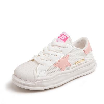 China Designer Breathable Rubber Girls Eva Dampening White Star Mesh Kids Breathable Sports Shoes for sale