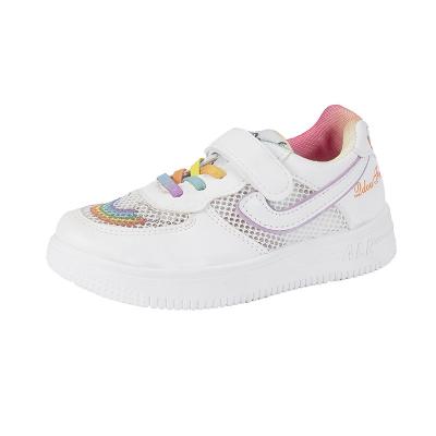 China Fashion Kids Girls Summer Mixed Flat Rainbow Leather White Casual Shoes for sale