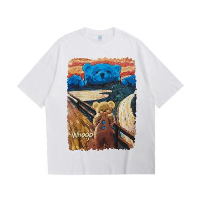 China Suitable Good Quality Cartoon Bear Cotton Price M-XL Anti-pilling Short Sleeve for sale