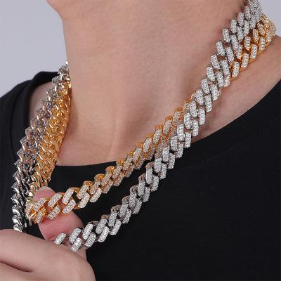 China Custom Hiphop JWY Gold and Silver Plated Big Brass Zirconia Hip Hop Cuban Link Chain for sale