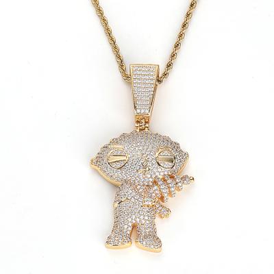 China 2021 Fashionable Hiphop JWY New Custom Gold Plated Iced Out Cartoon Chain Pendant With Zircon for sale