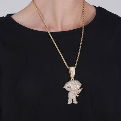 China Custom Hiphop JWY Hip Hop Gold Plated Fashion Jewelry Hip Hop Pendants Necklace Brass Men for sale