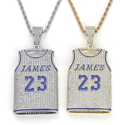 China Hiphop Hiphop Custom Iced Out James Pendant High Quality Gold Plated Zirconia Chains And Brass Pendants Men for sale