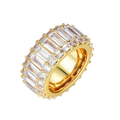 China Hiphop JWY Customized Hip Hop Gold Plated Jewelry Brass Copper Rings With Cubic Zirconia for sale