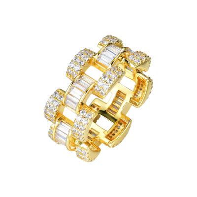 China Hiphop JWY Premium Quality 18k Gold Plated Brass Steel Silver Plated Pearl Hip Hop Rings for sale