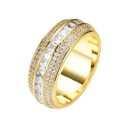 China Hiphop Cuzstomize Premuin Quality Gold Plated Zircon Brass Man's Hip Hop Rings Cubic Zirconia for sale