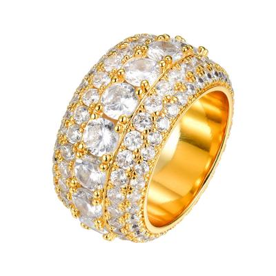 China High Quality Hiphop CZ Stone Gold and Silver Plated Brass Hip Hop Hitter Mens Jewelry Rings for sale