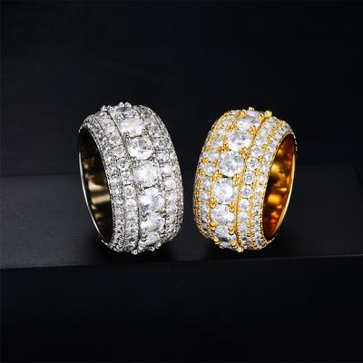 China Hiphop New Arrivals High Quality Brass Gold And Silver Plated CZ Gemstone Hip Hop Rings for sale