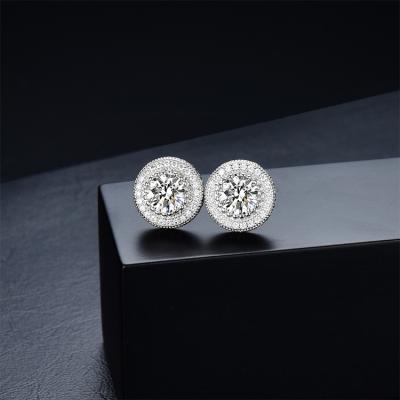 China Hiphop New Arrivals Hip Hop Diamond Copper Stud Earrings Cubic Zirconia for sale