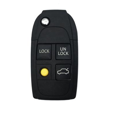 China Plastic +Metal 4 Buttons Flip Remote Car Smart Key Shell Case Cover Blank Fob for Volvo S40 V40 C70 S60 S80 for sale