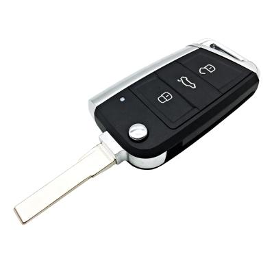 China +Metal Plastic 3 Buttons Skoda Octavia Seat Passat Skoda Leon Golf 7 VW MK7 Auto Key Flip Remote Cover Car Key Shell Housing Blank For for sale