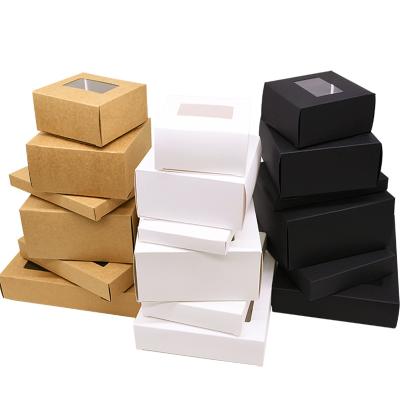 China Recycled Materials Square Christmas candy gift box kraft paper PVC window Wedding Christmas wrap decoration birthday party supplies for sale