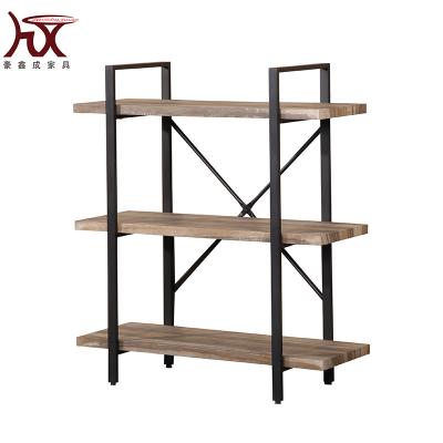 China Modern 3 Tier Bookcase Modern Metal Wood Heavy Frame With Gray 3D PVC Top Living Room Furniture for sale