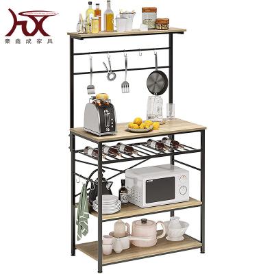 China Modern 5 Tier Storage Serving Shelf with Hutch Free Standing with Storage and Wine Rack Industrial Microwave Oven for sale